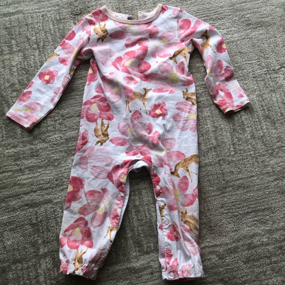Floral and Giraffe Pink 18 Month One Piece Play Outfit
